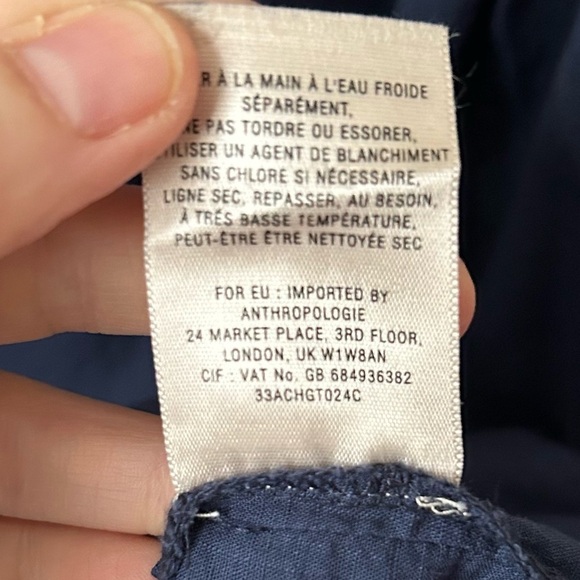 Anthropologie Hei Hei Agonda Blue Embroidered Tunic Blouse Button Front Belt -10 - Picture 11 of 12